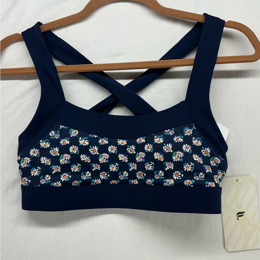 Fabletics Daisy Navy Blue Greta Low Impact Sports Bra 4 Way Stretch Size XS NEW